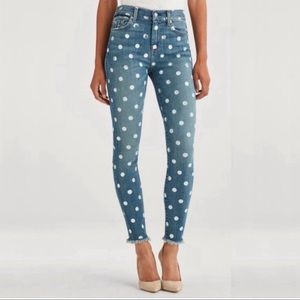 7 FOR ALL MANKIND POLKA DOT HIGH WAIST ANKLE SKINNY JEANS SIZE 27